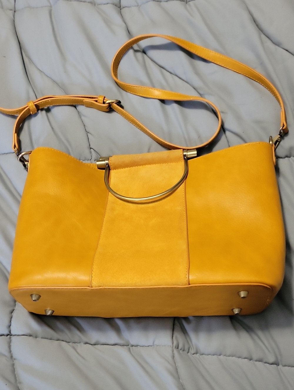 Structured  Shoulder Bag with Brushed Gold Tone Handles And Accents..MMS